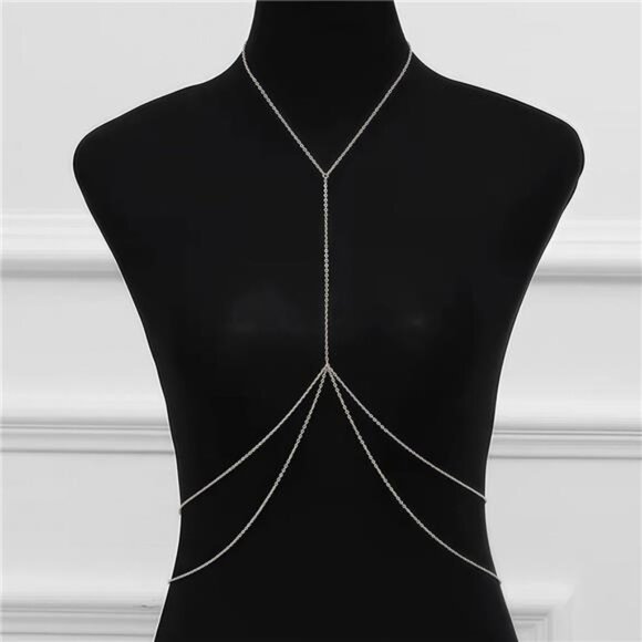 Chest Body Chains for Women Silver Gold Sexy Layered - Picture 5 of 5